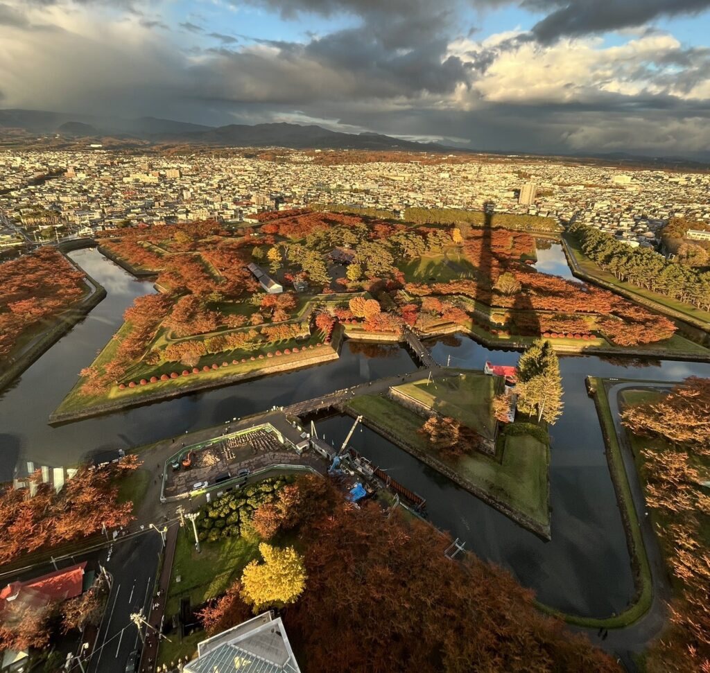 Star-shaped Goryokaku, combining a tower view with a park walk.