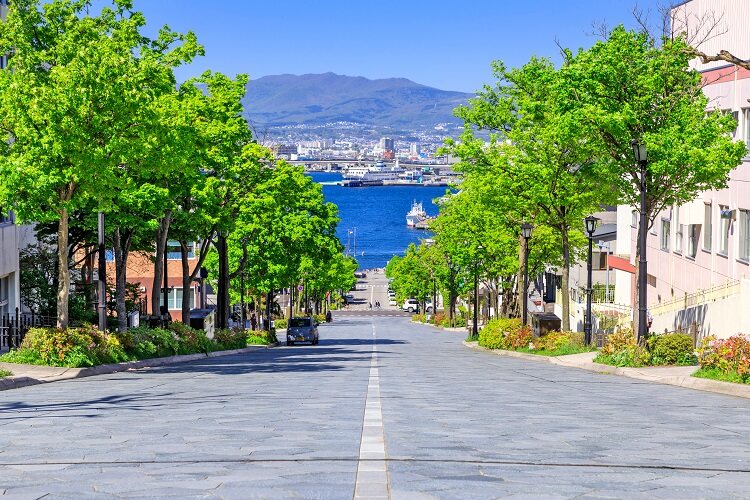 The view down Hachimanzaka towards Hakodate's harbour.