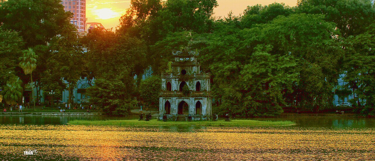 Hoan Kiem Lake in Hanoi, the base for the arrival evening.
