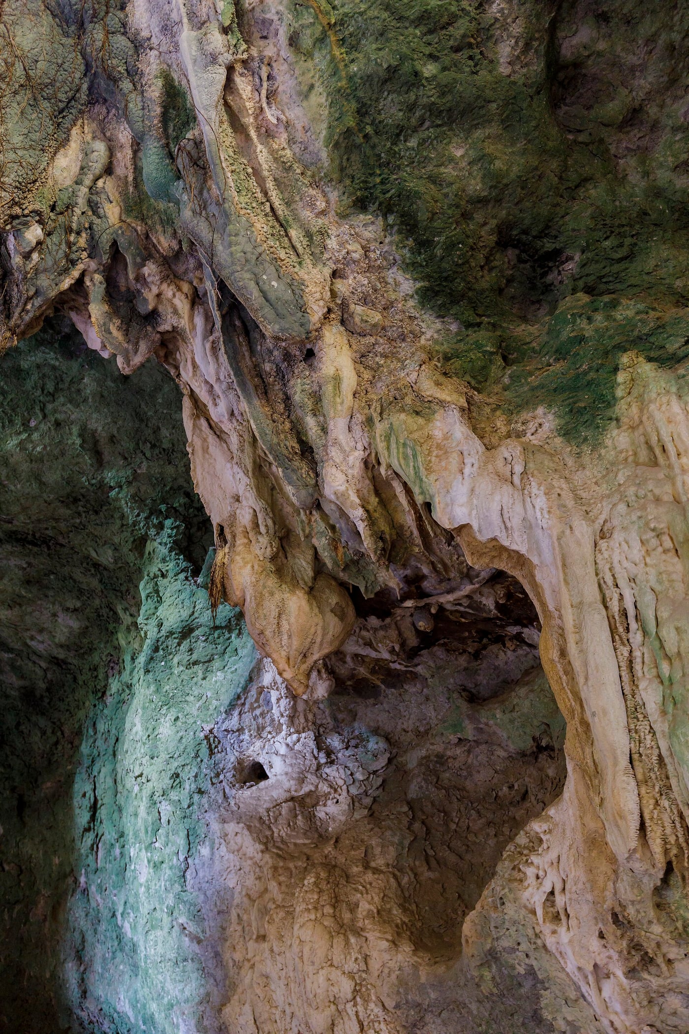 Rock formations inside Batu Cermin Cave, photographed in 2018