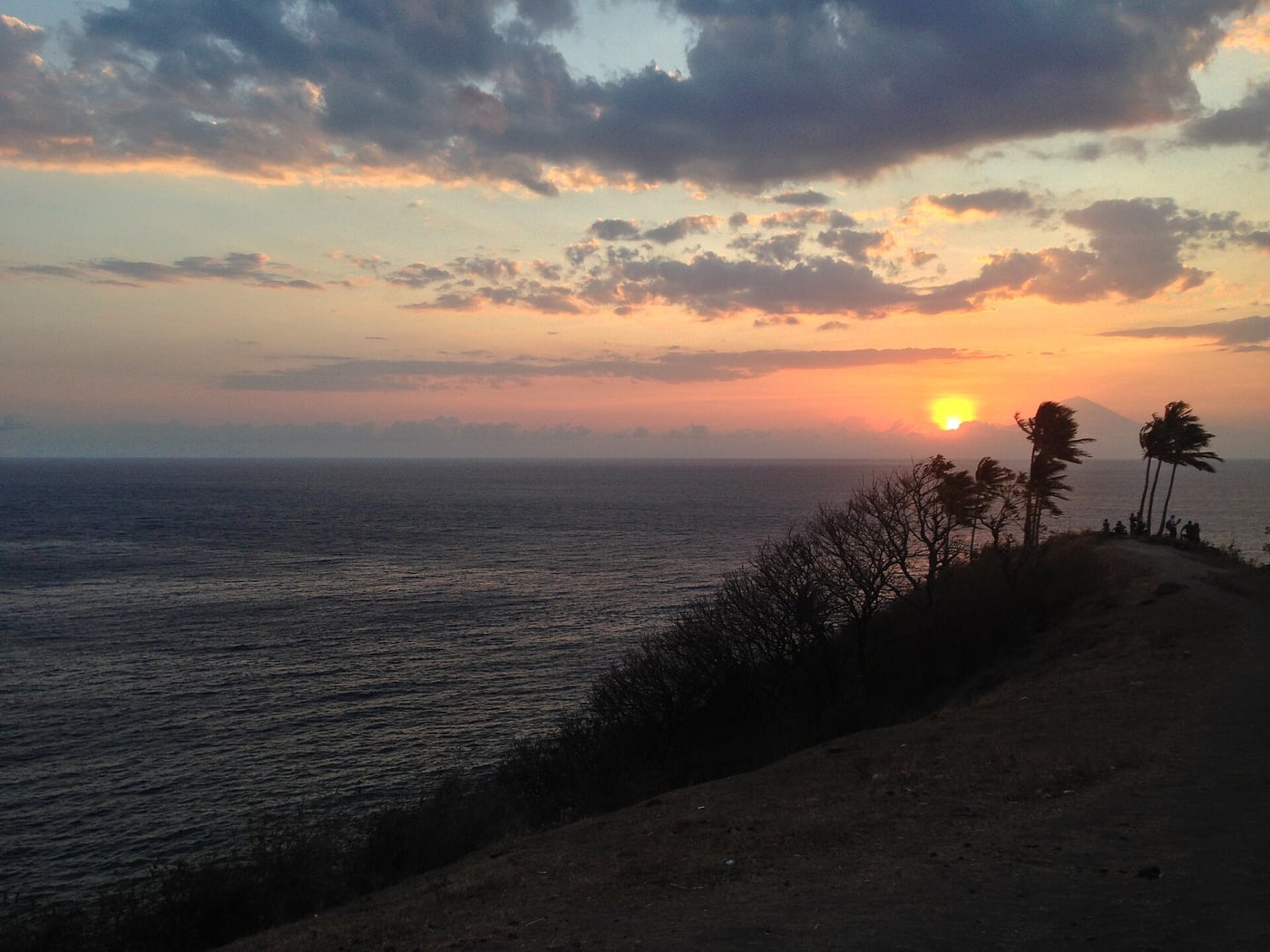 Sea and sunset viewed from the Malimbu hill area, photographed in 2014