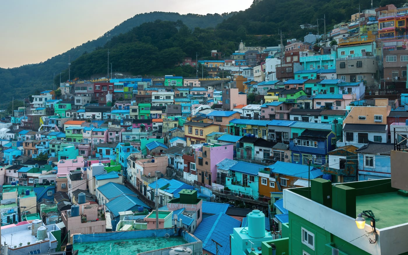 Colorful houses covering the hillside at Gamcheon Culture Village
