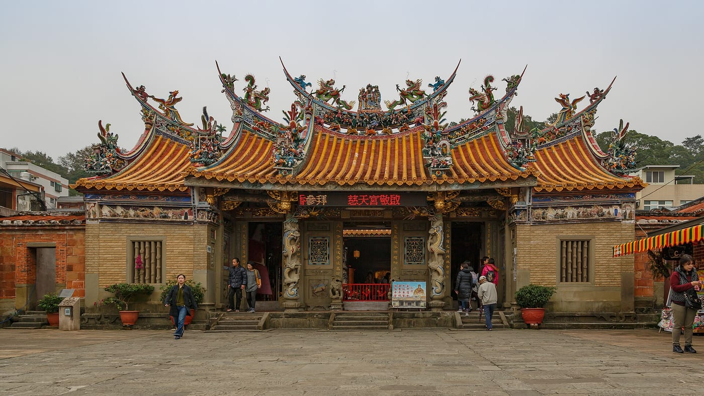 The front facade and ornate roof of Beipu Cihtian Temple