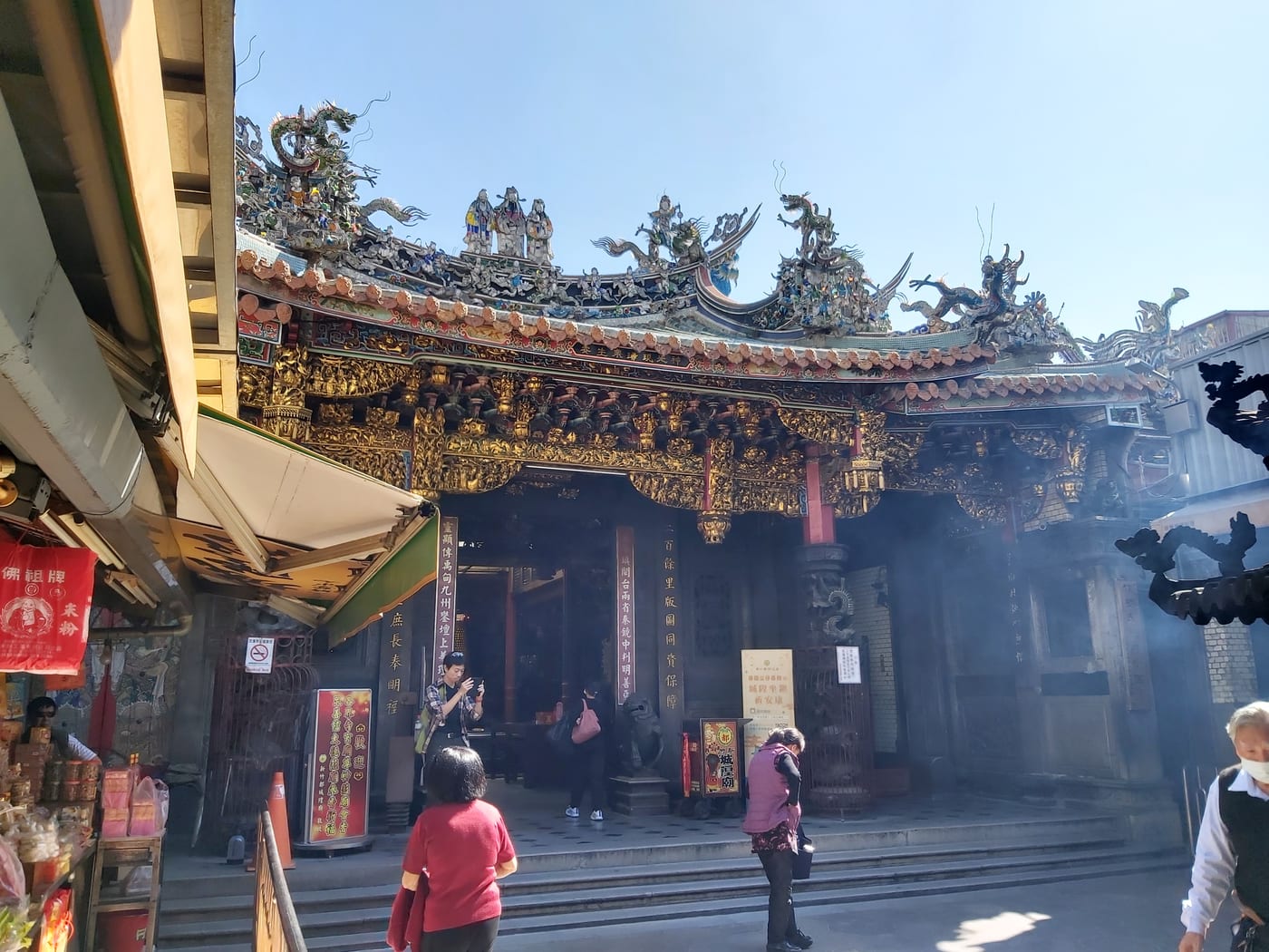 The ornate roof and entrance to Hsinchu City God Temple