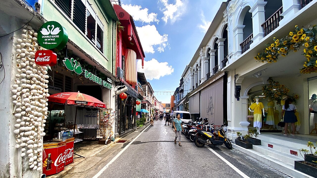 Shophouses along Soi Rommanee, looking south toward Thalang Road
