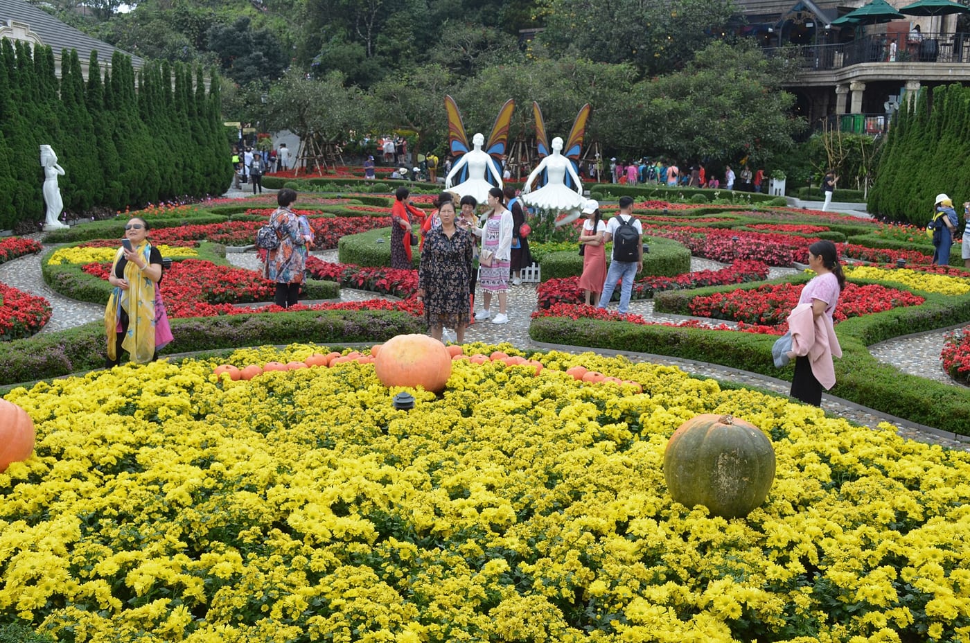 Flower gardens and sculptures at Ba Na Hills near Da Nang