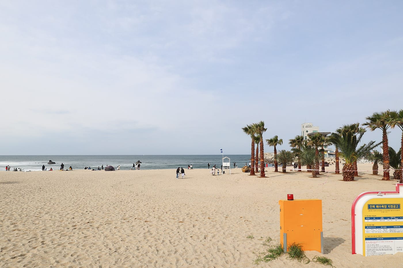 The sand and sea at Anmok Beach in Gangneung