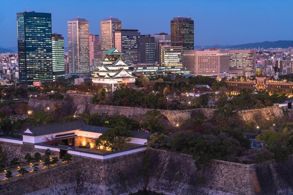 Osaka Castle's main tower, before continuing towards Tenma and Umeda.