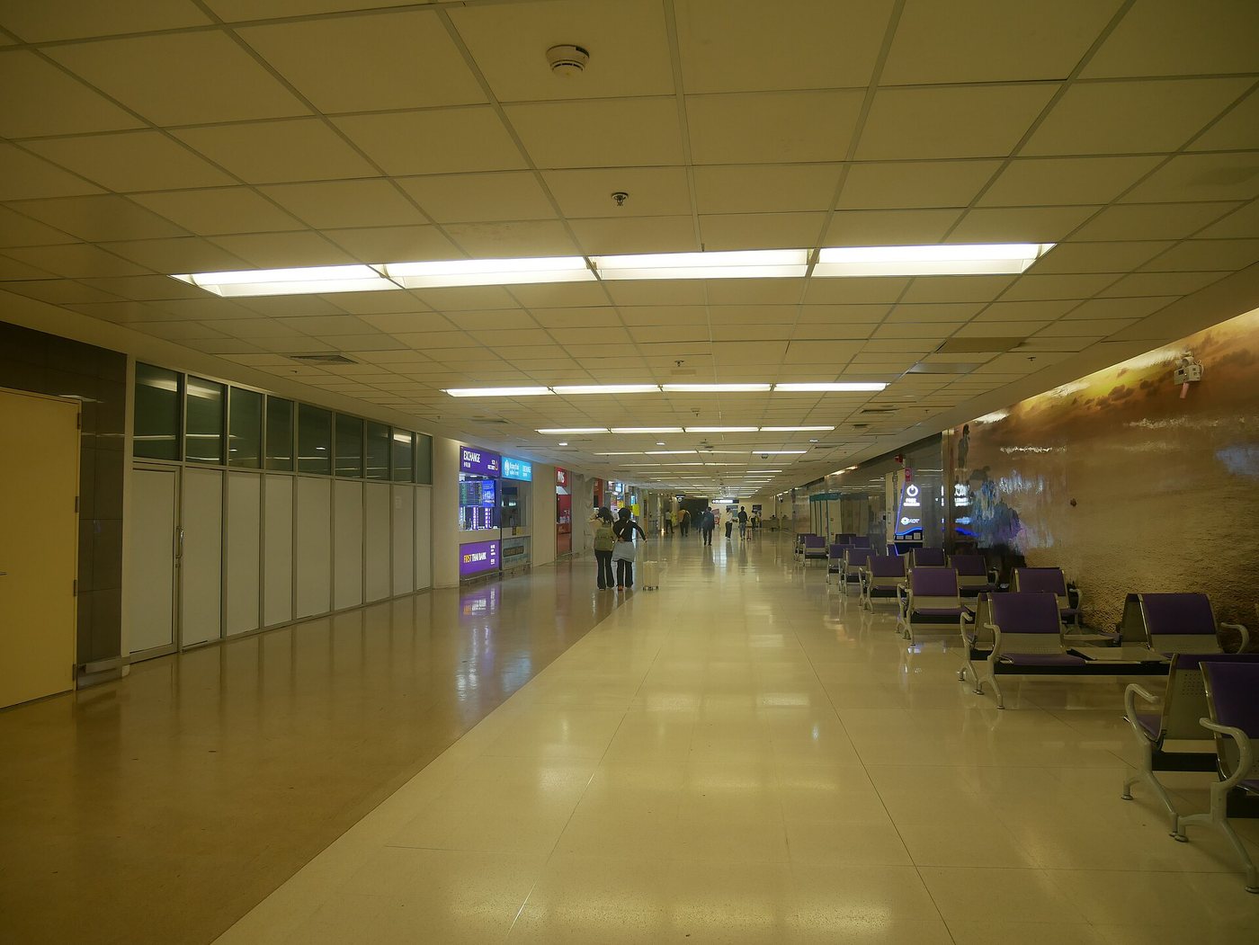 Interior corridor and waiting seats at Phuket International Airport, 2024.